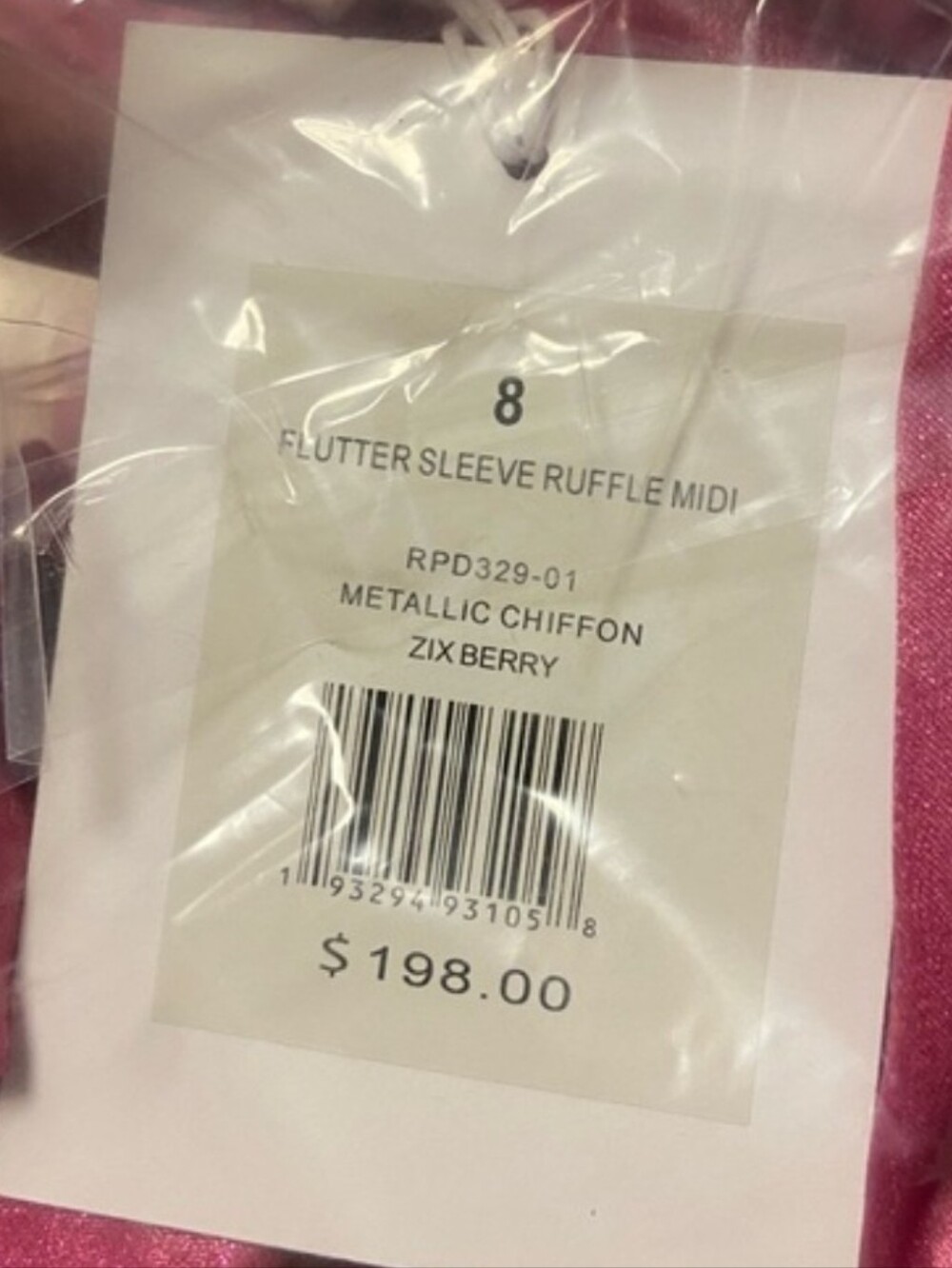Rachel Parcell Flutter Sleeve Ruffle Sleeve Metallic Chiffom Berry Midi Dress 6 - Picture 13 of 14